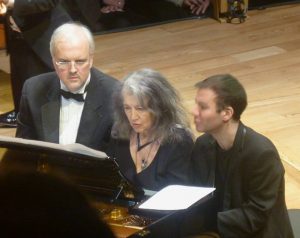 Nicholas Angelich, Martha Argerich, Iddo Bar-Shaï sharing the piano
