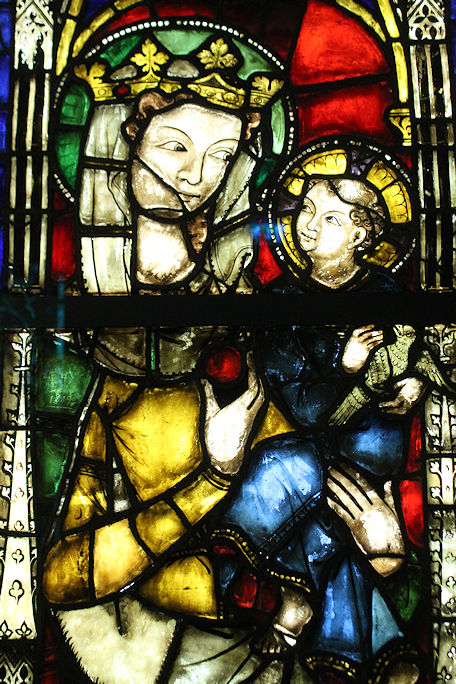 Medieval stained glass Virgin & Child