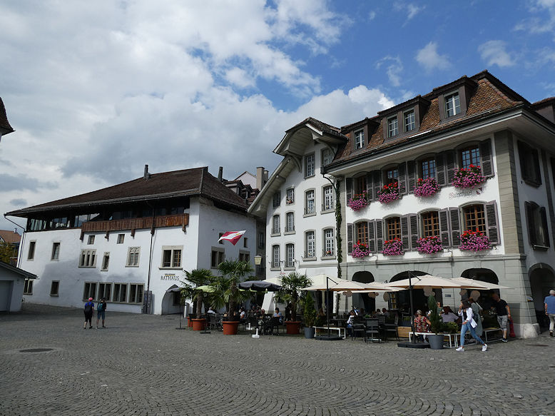 Rathausplatz with Burgerhaus on the right