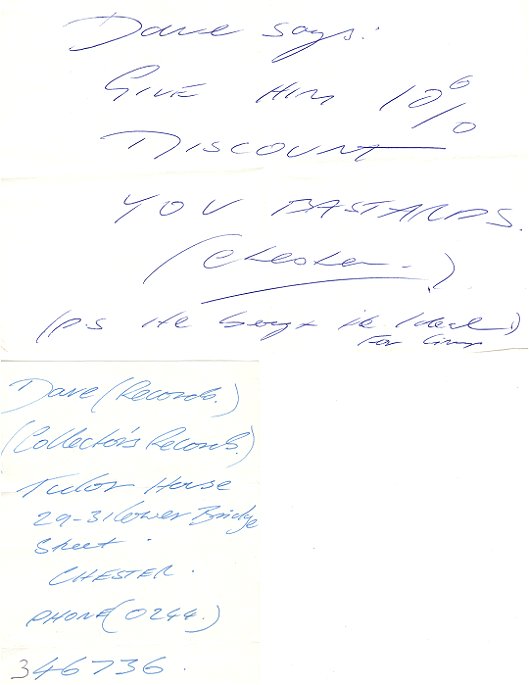 2 notes from Dave