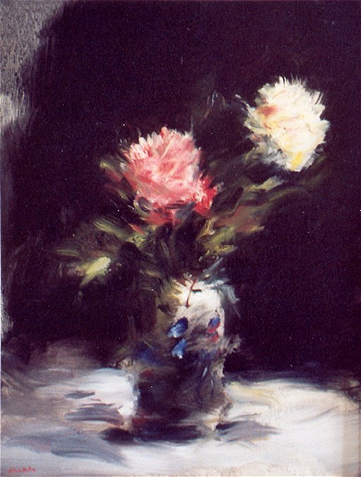 Dahlias vase cylindrique