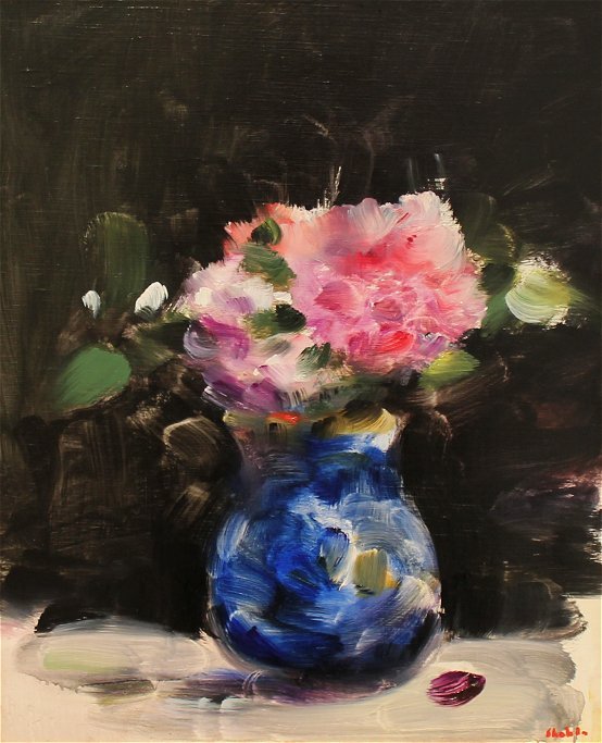 Roses vase bleu